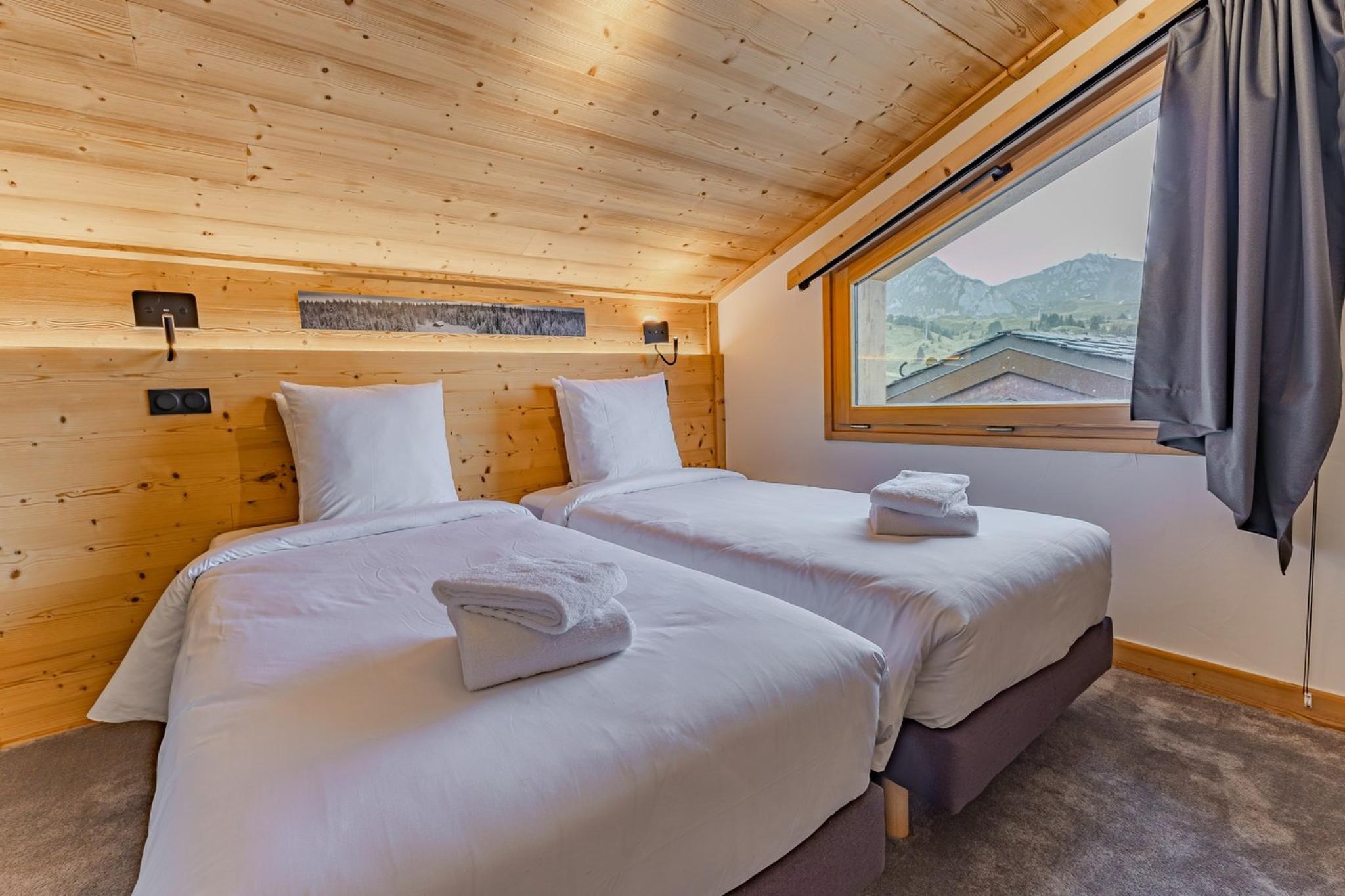 Chambre lumineuse avec vue montagne à la Résidence Cassiopée